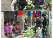 Satgas Mobile Raider 300 Siliwangi Berkunjung ke Pasar Tradisional Distrik Beoga, Papua