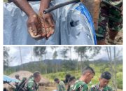 ATASI KESULITAN AIR MASYARAKAT GOME, SATGAS TNI 300 SILIWANGI BUAT BAK PENAMPUNGAN AIR DI PAPUA