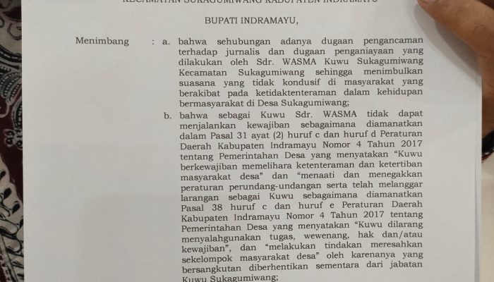 Adi Iwan Mulyawan : Bupati Indramayu Berhentikan Sementara Kuwu Sukagumiwang, Tugas Polres Tangkap