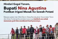 Foto : Bupati Indramayu Hj Nina Agustina memantau irigasi untuk lahan pertanian 