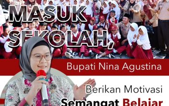 Hari Pertama Masuk Sekolah, Bupati Nina Agustina Berikan Motivasi Semangat Belajar