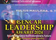 Yulius Maulana ST,Terima Penghargaan Gencar Leadership Award 2024″ Mengusung Tema Sumatra Selatan Masa Depan Indonesia