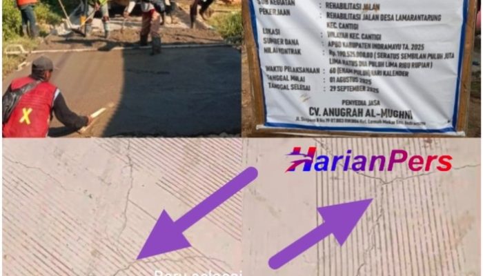Warga Menduga Proyek Rehabilitasi Jalan CV Anugrah Al – Mughni Desa Lamaran Tarung Di Korupsi