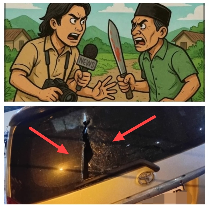 Foto : Mobil kaca belakang di padang & HP di rampas