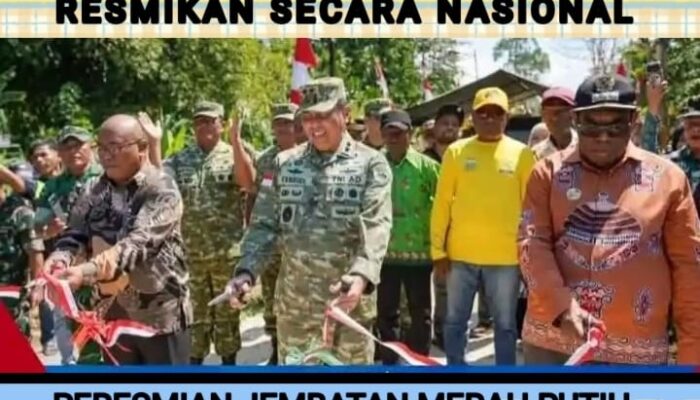 Bupati Keerom Bersama Pangdam Cenderawasih Resmikan Jembatan Merah Putih